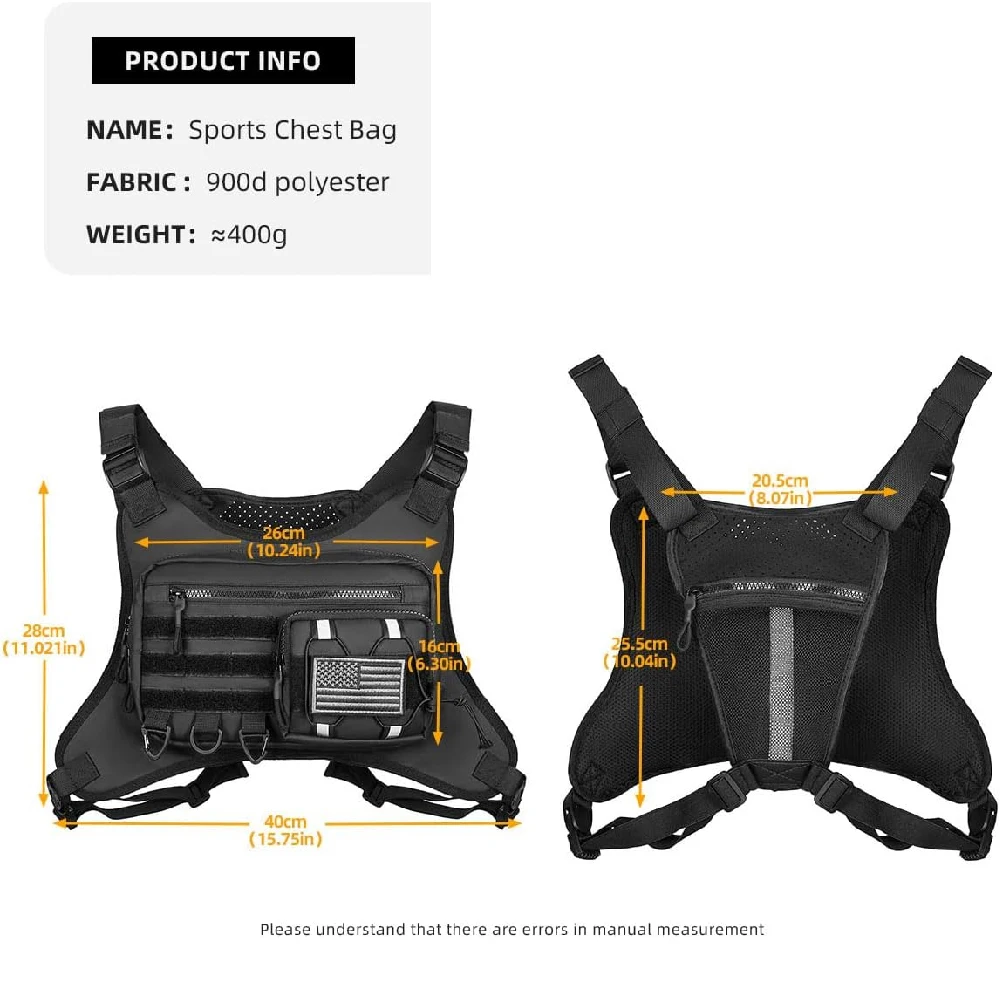 1Pcs Multi-Function Tactical Chest Rig Men Women Anti-Shake Secure Fit for Running Hiking Motorcycle EDC Commute Pack