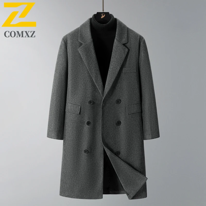 

Men Woolen Coat 2025 Solid Color Korean Edition Trendy Versatile Medium Long Coat Outdoor Leisure Business Slimming Woolen Coat