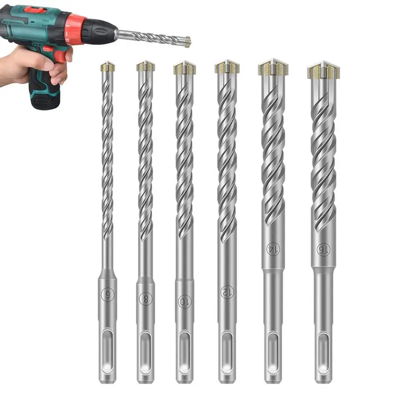 Rotary Hammer Drill Bits 6pcs Drill Bits Kit For Ceramic Tile High Hardness Multifunctional Cross-recessed Tile Drill Bit Set