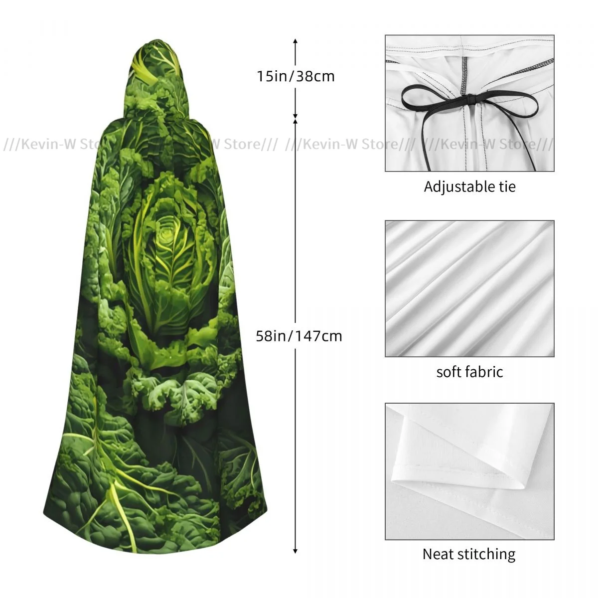 للجنسين الساحرة الطرف عكسها مقنعين الكبار مصاصي الدماء كيب عباءة كبيرة الملفوف الأخضر #4