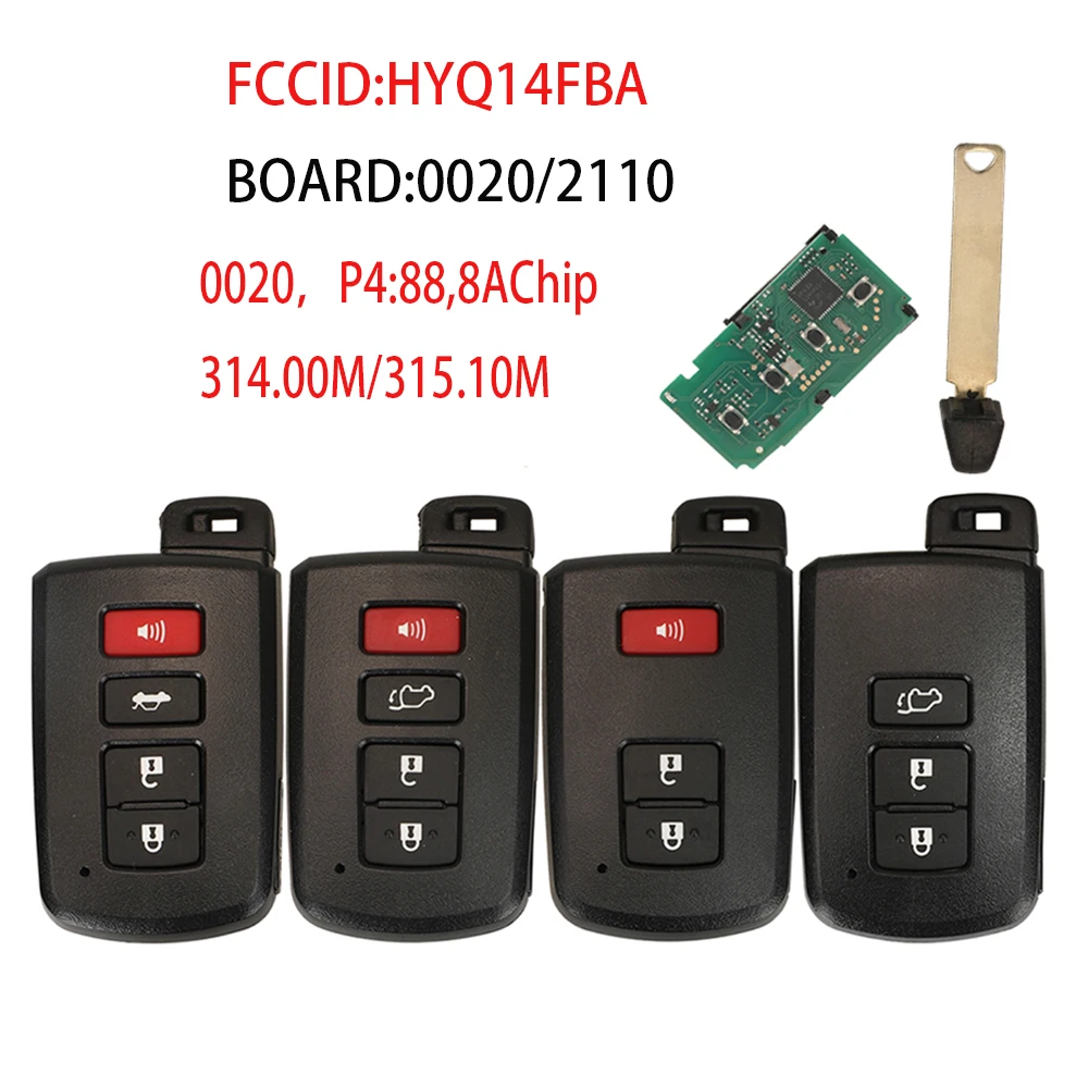jingyuqin Remote Car Key For Toyota Corolla Camry Avalon Camry Hybrid Tacoma Land Cruiser Prius Sequoia Highlander HYQ14FBA