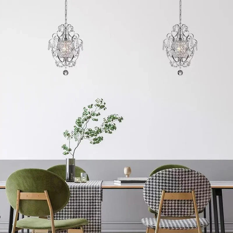 

Modern Mini Crystal Chandelier Pendant Light Fixture for Kitchen Island Dining Room Bedroom - Suspension Lamp Design