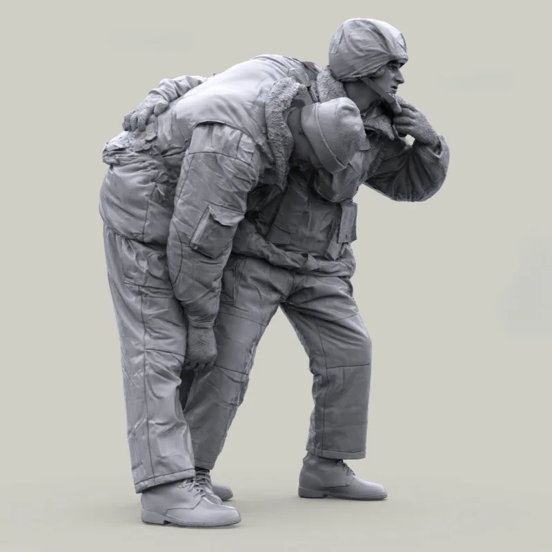 

1/35 фигурка из смолы, сборная модель, комплект, современный русский солдат и раненый, 2 фигурки, в разобранном виде и неокрашенные военные миниатюры