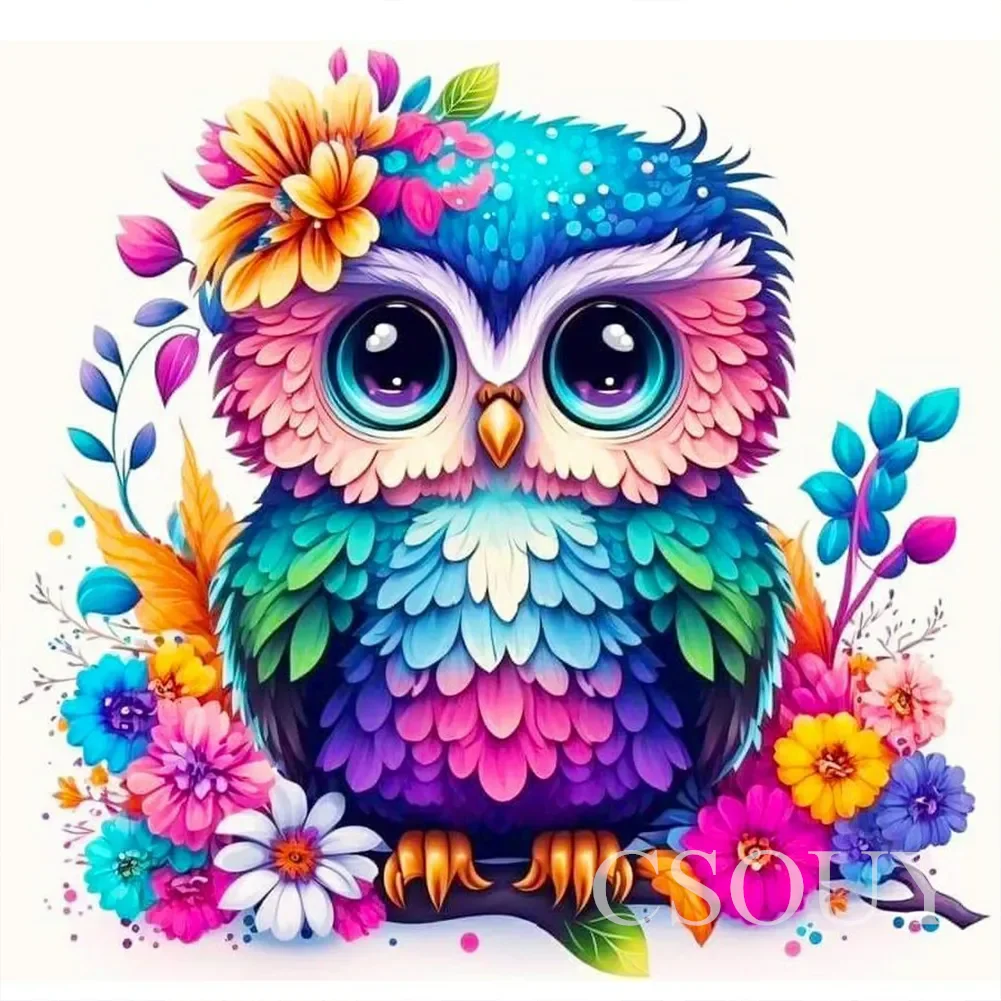 

100% Crystal Fairy Dust Square Drill Full Diy Diamond Painting Cross Stitch Owl Gril Animals Embroidery Mosaic Decor Needlework