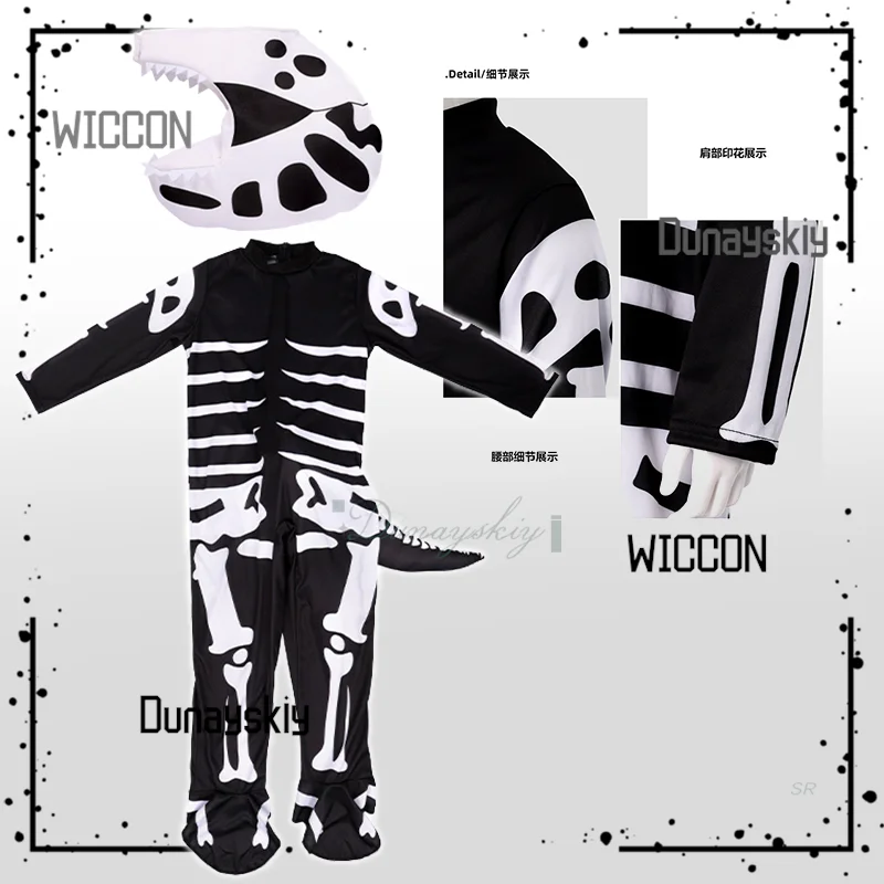 

Детский реквизит на Хэллоуин, костюмы для косплея тираннозавра, скелет динозавра, розыгрыш, игрушка, шлем, карнавальный костюм, вечеринка на Хэллоуин