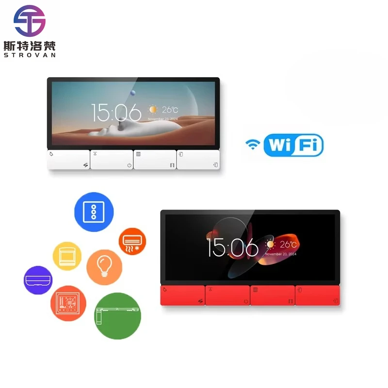 New F5 6 Inch Android 11  Smart Control Panel Zigbee Gateway 8 button Multi-function With Music Wall amplifier
