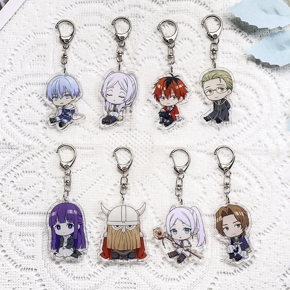 8PCS Anime Characters Sousou no Frieren Acrylic Keychain Accessories Keyrings Friends Gifts Funny Bag Charms Backpack Pendant