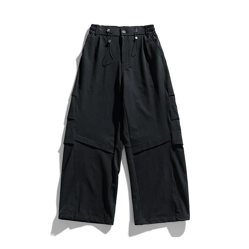 

Men's Spring Autumn Outdoor Loose Casual Wide-leg Men's Trousers Black Curved Knife Trousers American Pleated Workwear Trousers