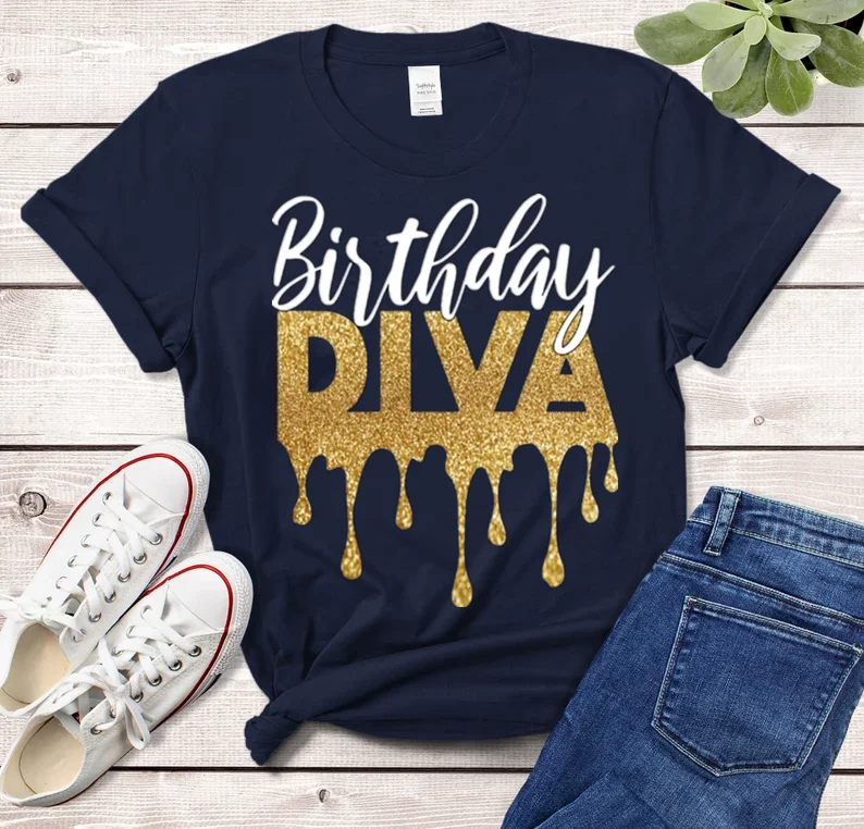 Birthday Diva Princess Queen Fashion Cotton O Neck T-shirt Casual Shirt Short Sleeve Top Tees harajuku Streetwear Drop Shipping
