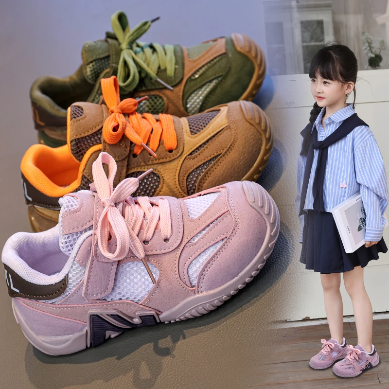 

Kids Casual Sports Shoes with Thick Soles Boys Girls Fashion Versatile Sneakers 2026 New Children Mesh Breathable Running Shoes