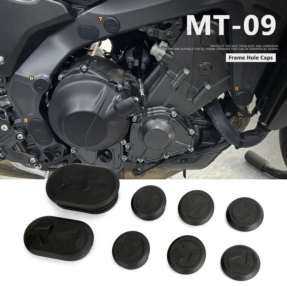 

2025-2021 2024 MT09 sp Motorcycle Frame Cap Decoration Kit Black Frame Hole Cover Caps Plug For YAMAHA MT-09 SP MT 09 MT-09SP