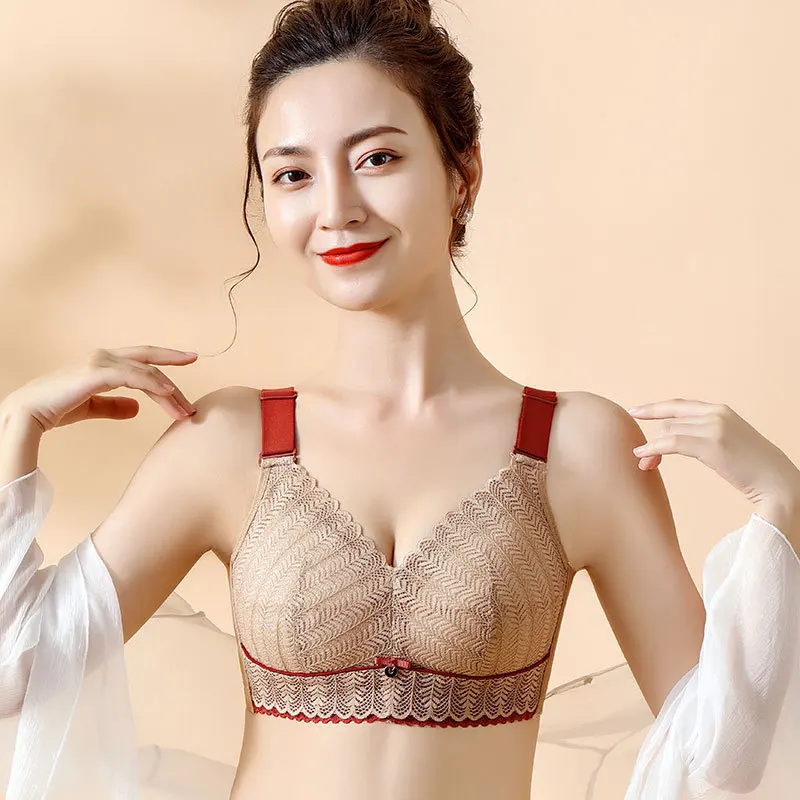 

Plus Size Minimizer Bra 75BCDE-115 CDE Cup Wireless Lace Full Cup Bra Women Oversized Thin Cup Wire Free Black Khaki