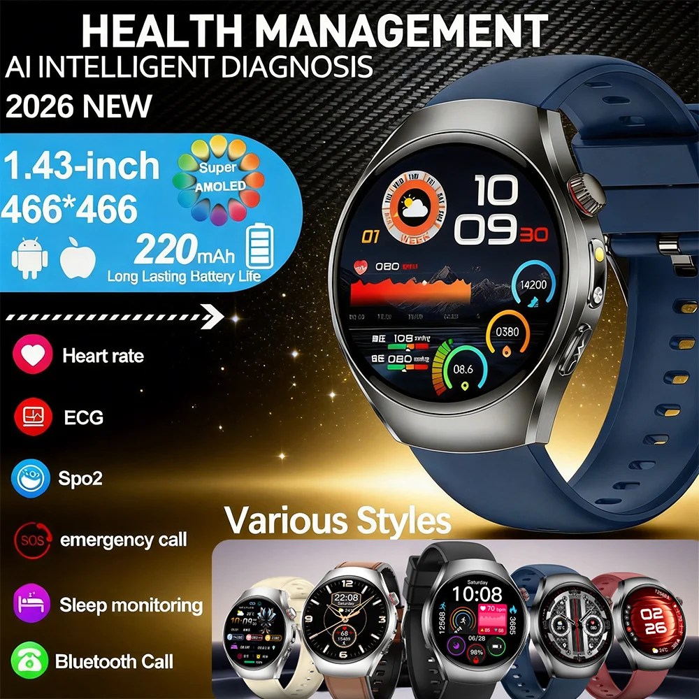 

Wireless Call ECG PPG Blood Pressure Lipids Uric Acid 2026 New Health Analysis Smartwatch Nursing Grade For Men Women