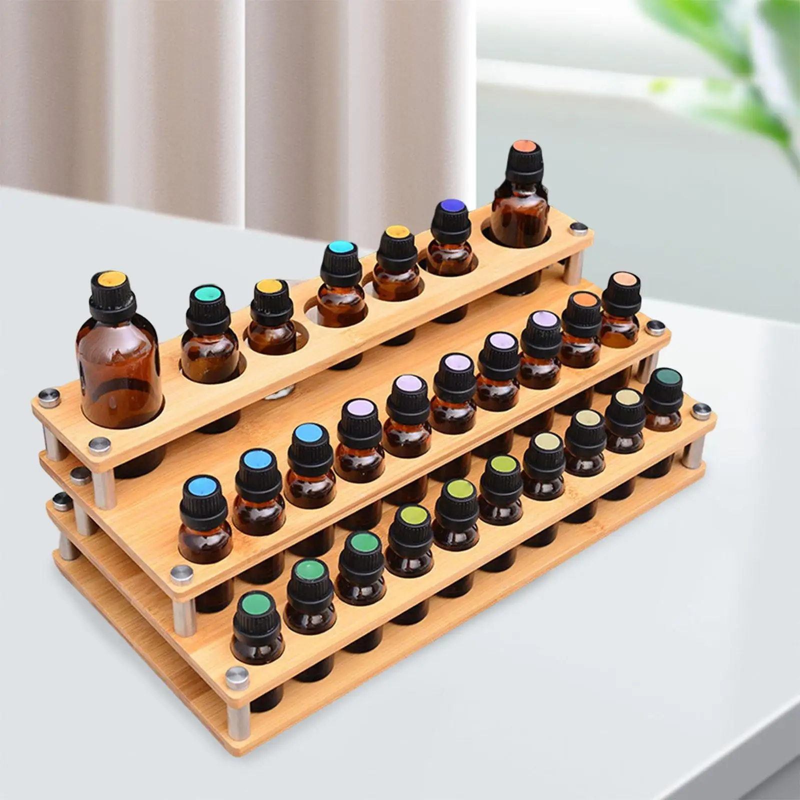 27 Slots Essential Oil Storage Rack Storage Shelf Space Saving Tray 3 Tier for Home Perfume Tabletop Nail Polish Shop