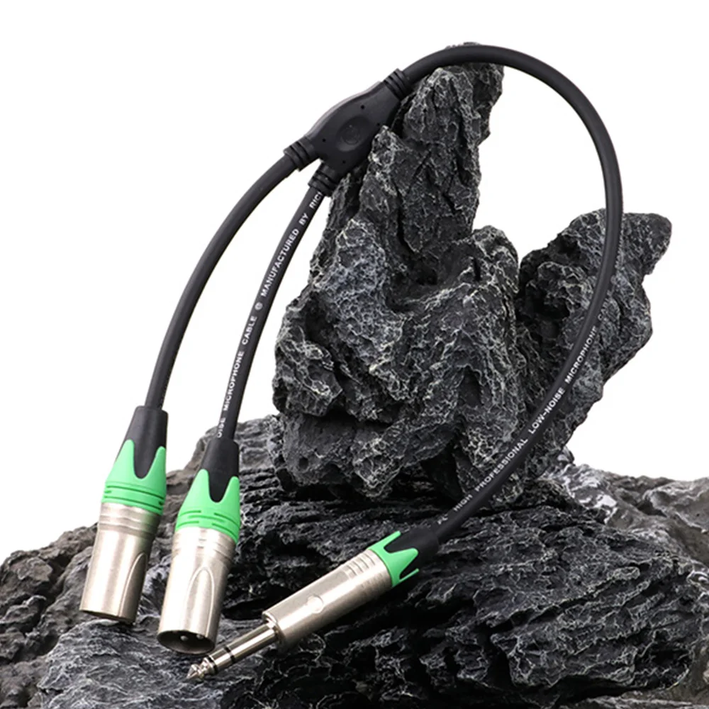 6.35mm 1/4 inch TRS Male Jack to 2 Dual 3Pin XLR Male Microphone Stereo Unbalanced Audio Converter Adapter Cord  Y Splitter Cabl