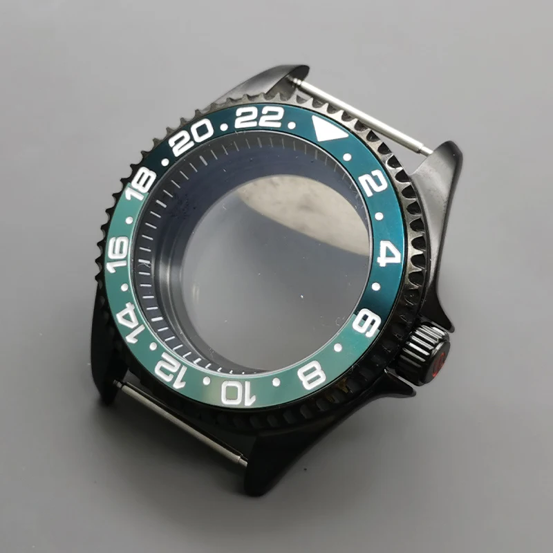 

42mm Black Watch case Dome Sapphire Crystal Glass Case Fit for NH35 NH36 7S26 4R Movement 28.5mm Dial Men's Watch Retrofit Parts