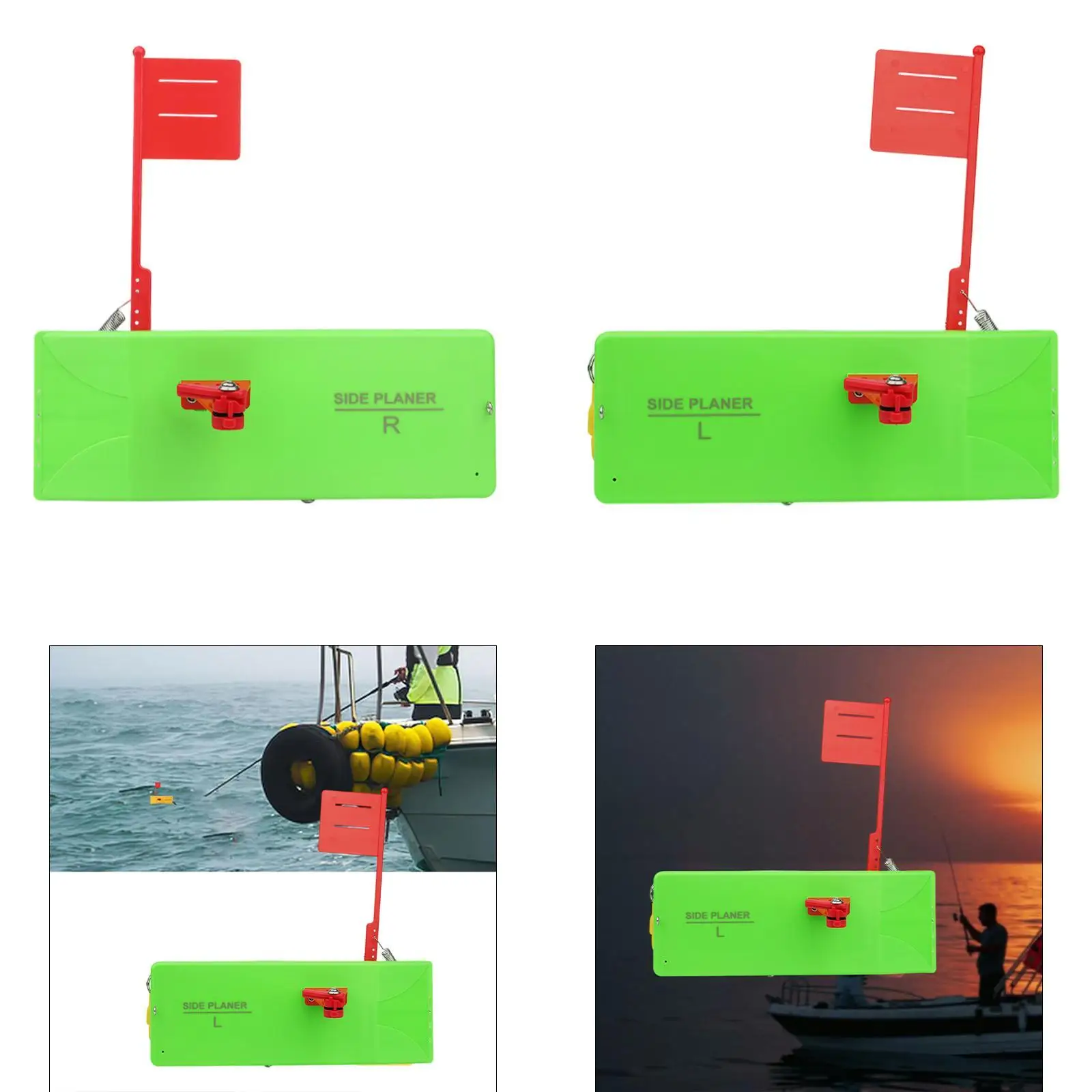 Fishing Planer Board with Spring Flag System Snap Release Clip for Freshwater Saltwater Trolling River Offshore Boat Fishing