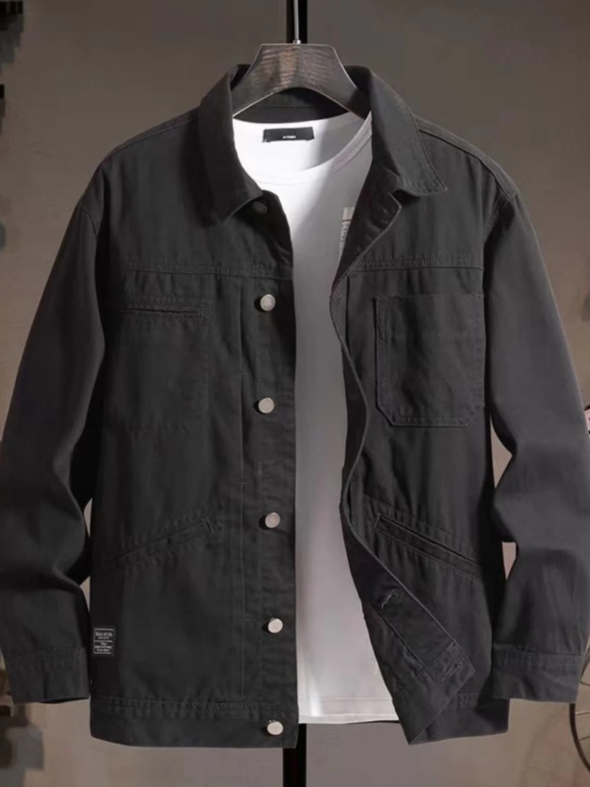 

Мужская рабочая одежда из чистого хлопка, противоожоговая, износостойкая, на строительной площадке, весенне-осенняя новая верхняя одежда в стиле ретро