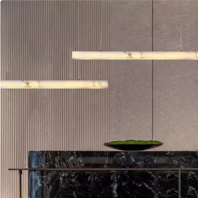 

SANDYHA Rectangular Pendant Light Unique Yunshi Design Modern Chandelier for Living Room Dining Table Stylish Lighting Fixture