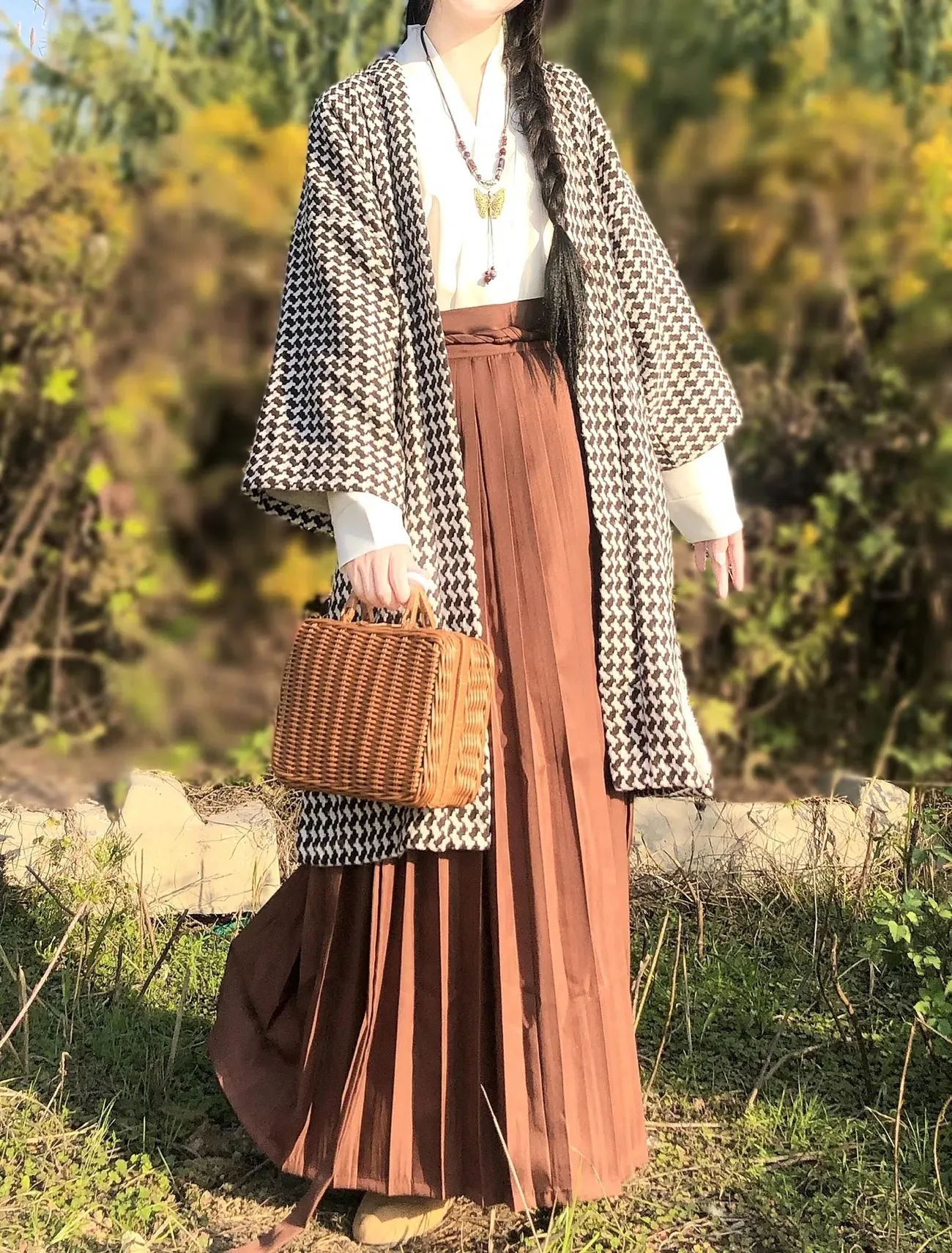 Falda plisada Hanfu mejorada para mujer, estilo Han, Dinastía Song, engrosada, terciopelo, estilo diario, moda de invierno