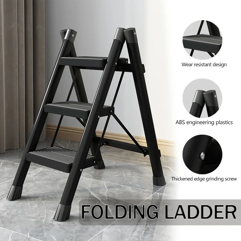 2-3-4 Step Ladder Lightweight Folding Step Stool Wide Anti-Slip Pedal 150kg load Household Office Portable Stepladder