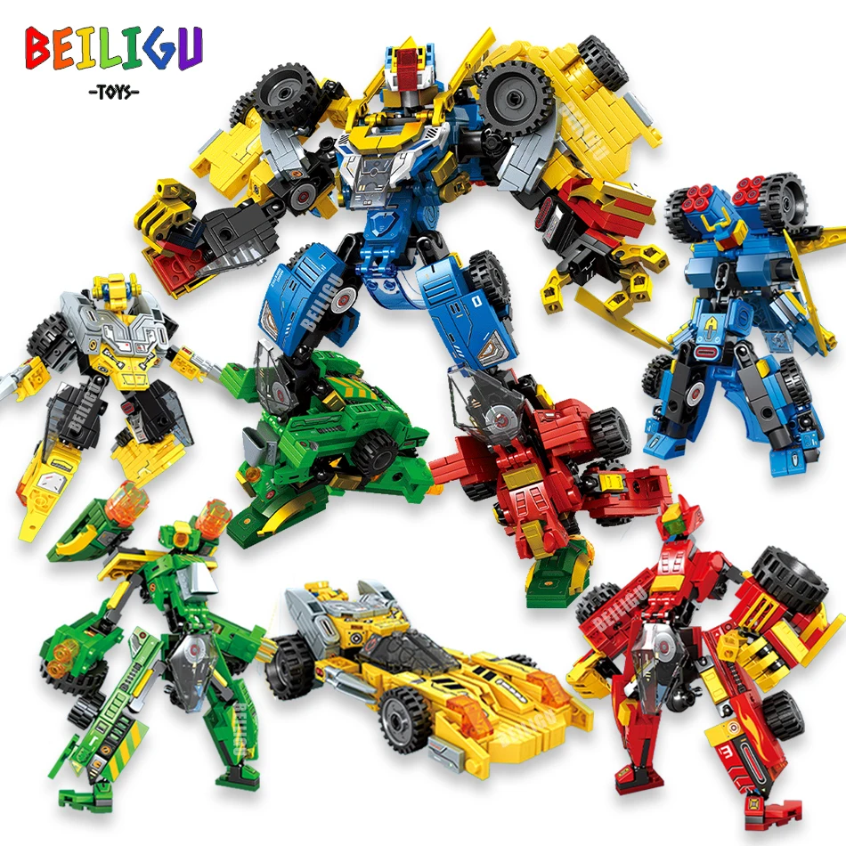 

4IN1 817pcs Deformation Robot Racing Car Building Blocks City Vehicle Mecha Warrior Bricks Construction Toys for Children Gifts