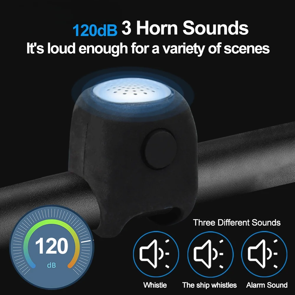 Sonnette de vélo électrique, klaxon de vélo, 3 modes sonores, klaxon d'avertissement de moto, cloches de guidon de cyclisme sur route vtt, cloche forte pour une conduite en toute sécurité