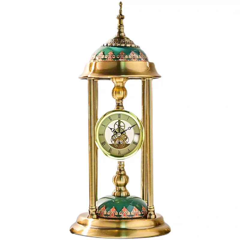 European retro metal table clock pendulum clock creative jewelry home model living room