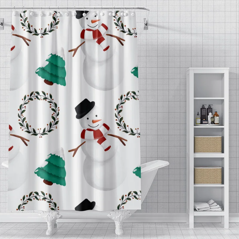 Home decoration shower curtains for bathroom waterproof curtain fabric Modern Nordic style Living Room Merry Christmas winter