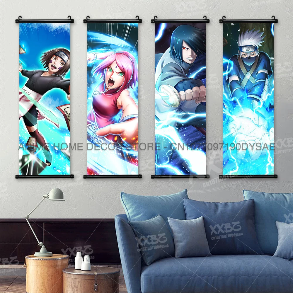 NARUTO Poster Anime Scrolls Picture Uchiha Madara Home Decoration Senjyuu Hashirama Hanging Painting Hatake Kakashi Wall Artwork