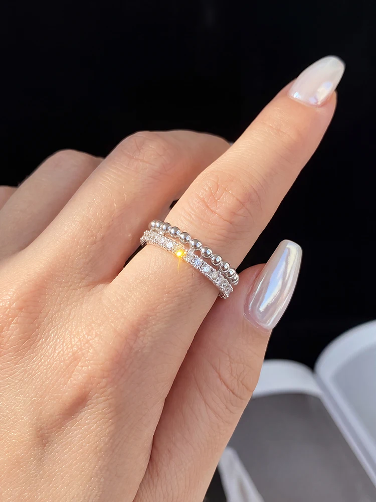 Funkelnde Echte Moissanit-Diamant-Mode-Ringe für Damen 925 Sterling Silber Jubiläums-Party Edle Schmuckstücke – Detail 3