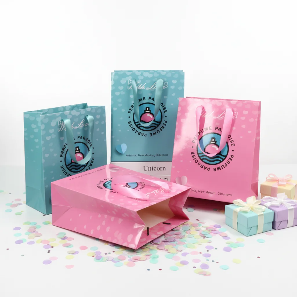 500pcs/Lot Wholesale Custom Logo Printed Boutique Thank You Shopping Paper Bag Gift Packaging Wedding Birthday Party Storage