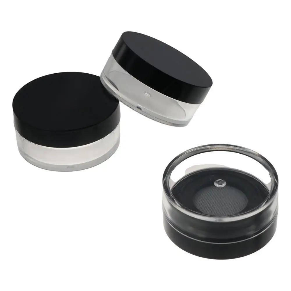 Round Sieve Sifter With Puff Powdery Cake Box Travel Makeup Jar Empty Powder Case Plastic Cosmetic Container Loose Powder Pot