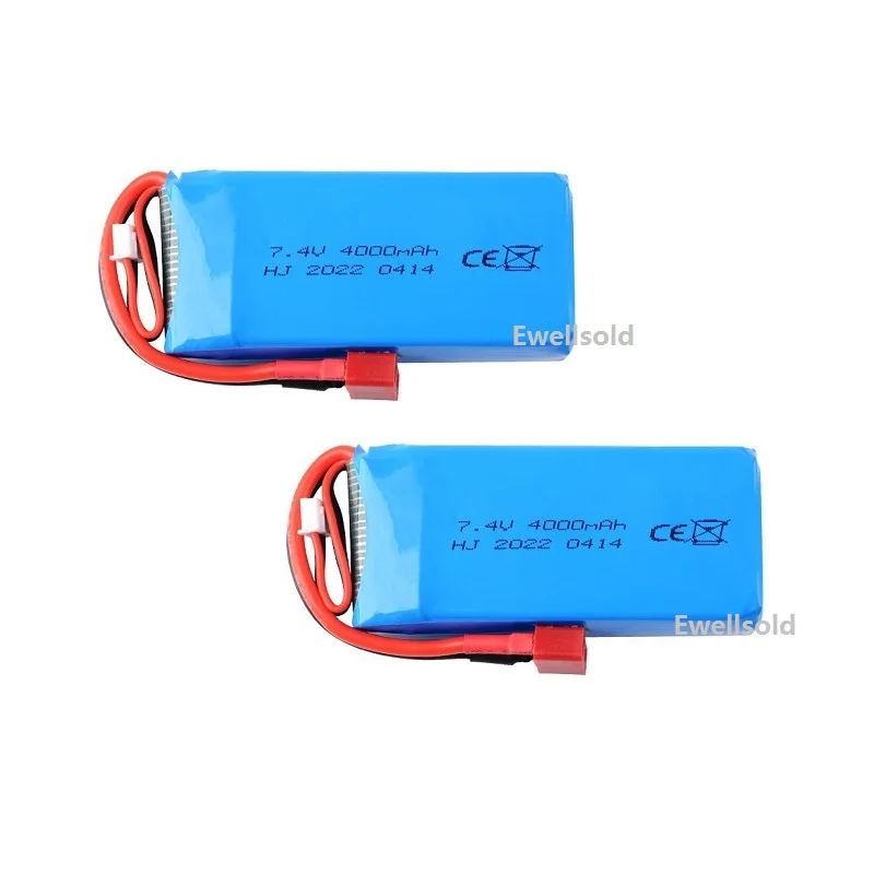 2S 7.4V 4000mAh LiPo Battery/USB charger for Wltoys 144001/144002/144010/104009/124019 1/14 1/12 RC Car Battery Upgrades Parts