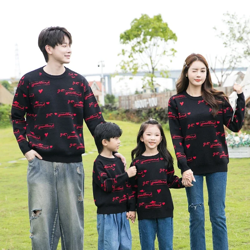 Father Mother And Daughter Son Matching Family Sweater Dad Mom Child Equal Jumper Baby Boy Girl Knitwear Men Women Knitted Top