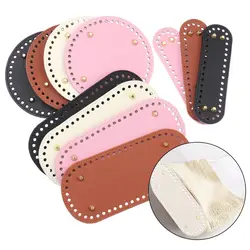 PU leather Bag Accessories Long Bottom for Knitted Bag Handmade Bottom With 52 holes DIY Crochet Bag Bottom