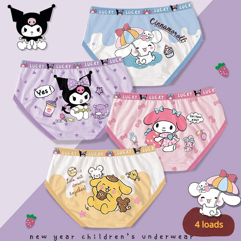 

Anime Sanrio Kuromi Cotton Triangle Children's Panties Cute Cartoon Comfortable Girls' Boxer Briefs Non-pilling Baby Underwear