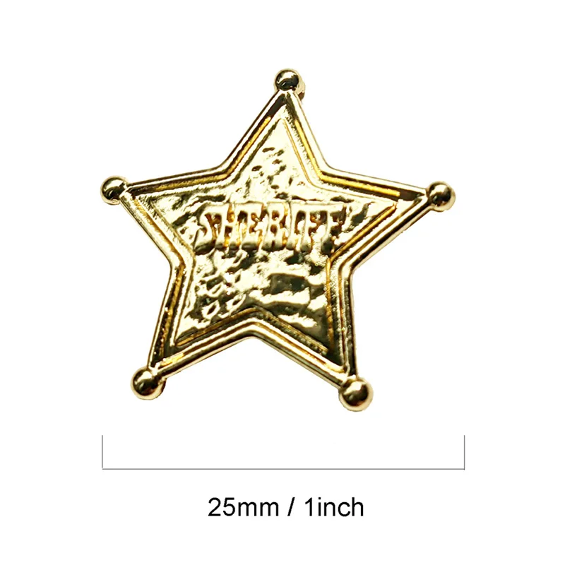 Pentagon Star Magnetic Badge Metal Sheriff Star Magnet Brooch No Pin Lapel Pin Western Cowboy Clothing Hat Decor Jewelry Accesso