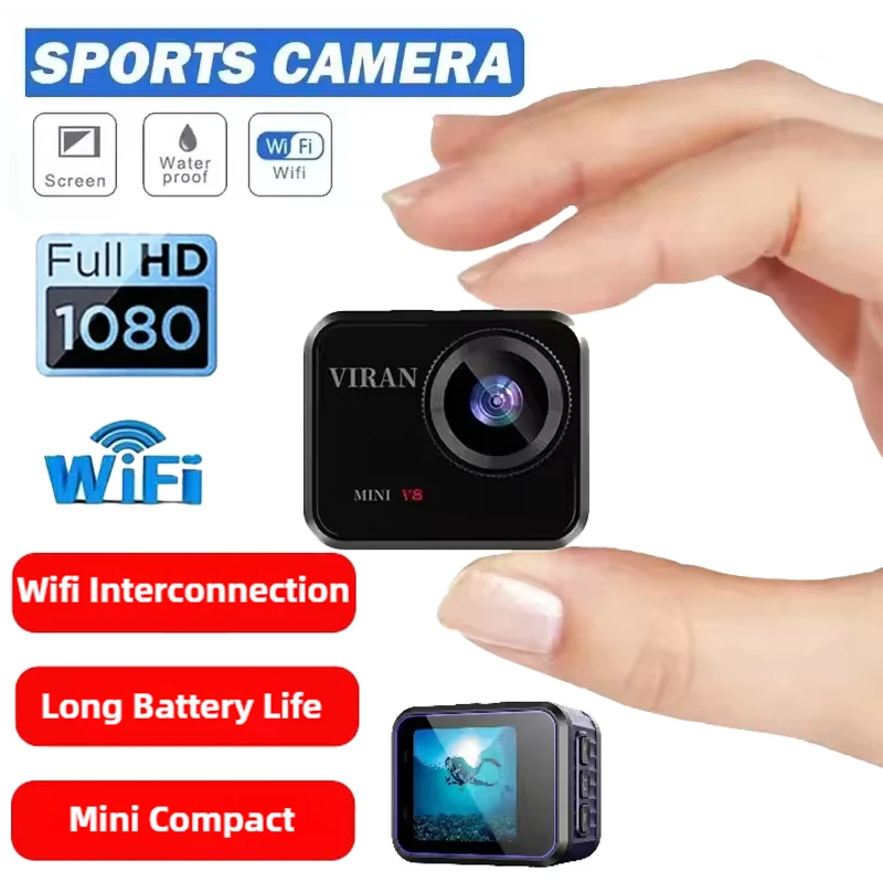Mini ultra hd wifi câmera esportiva 145 ° ultra grande angular corpo à prova dv água câmera esportes dv capacete ciclismo ao ar livre câmera especial