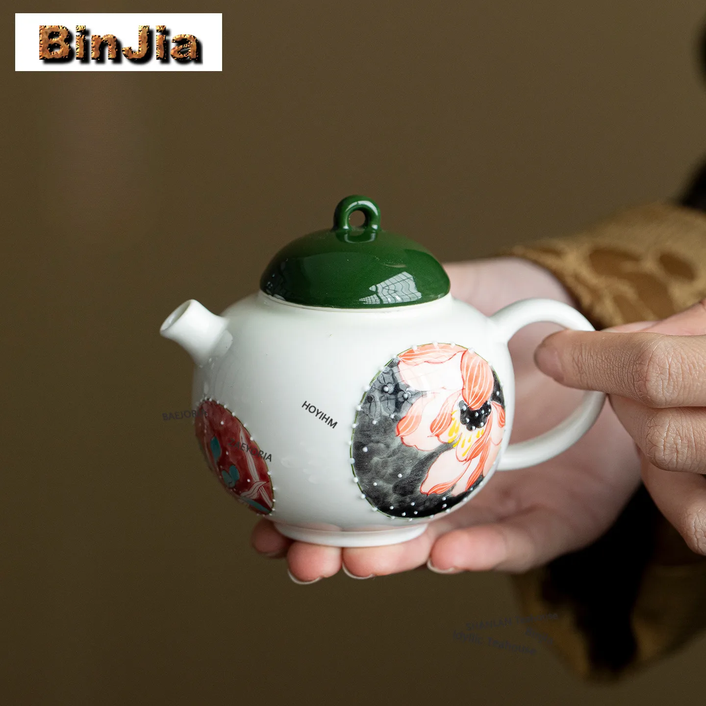 

145ml Hand-painted Lotus Teapot Antique Tea Infuser Pot Household Tea Maker Kettle With Strainer Tea Ceremony Supplies Craft