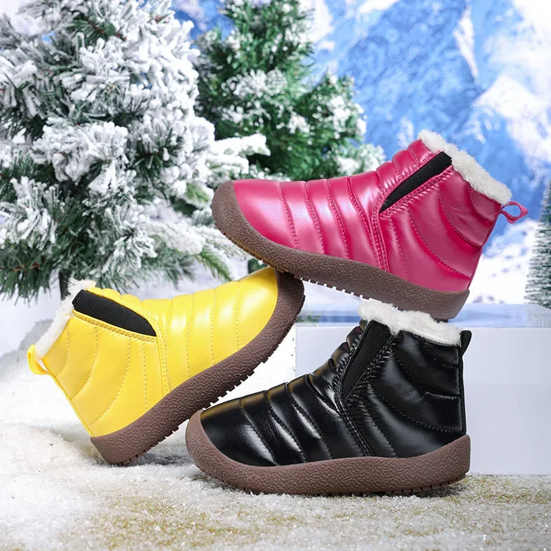 

Boys' Shoes, Snow Boots, Winter High-top Warm Cotton Boots, Waterproof and Non-slip Cotton Shoes for Big Children and Girls