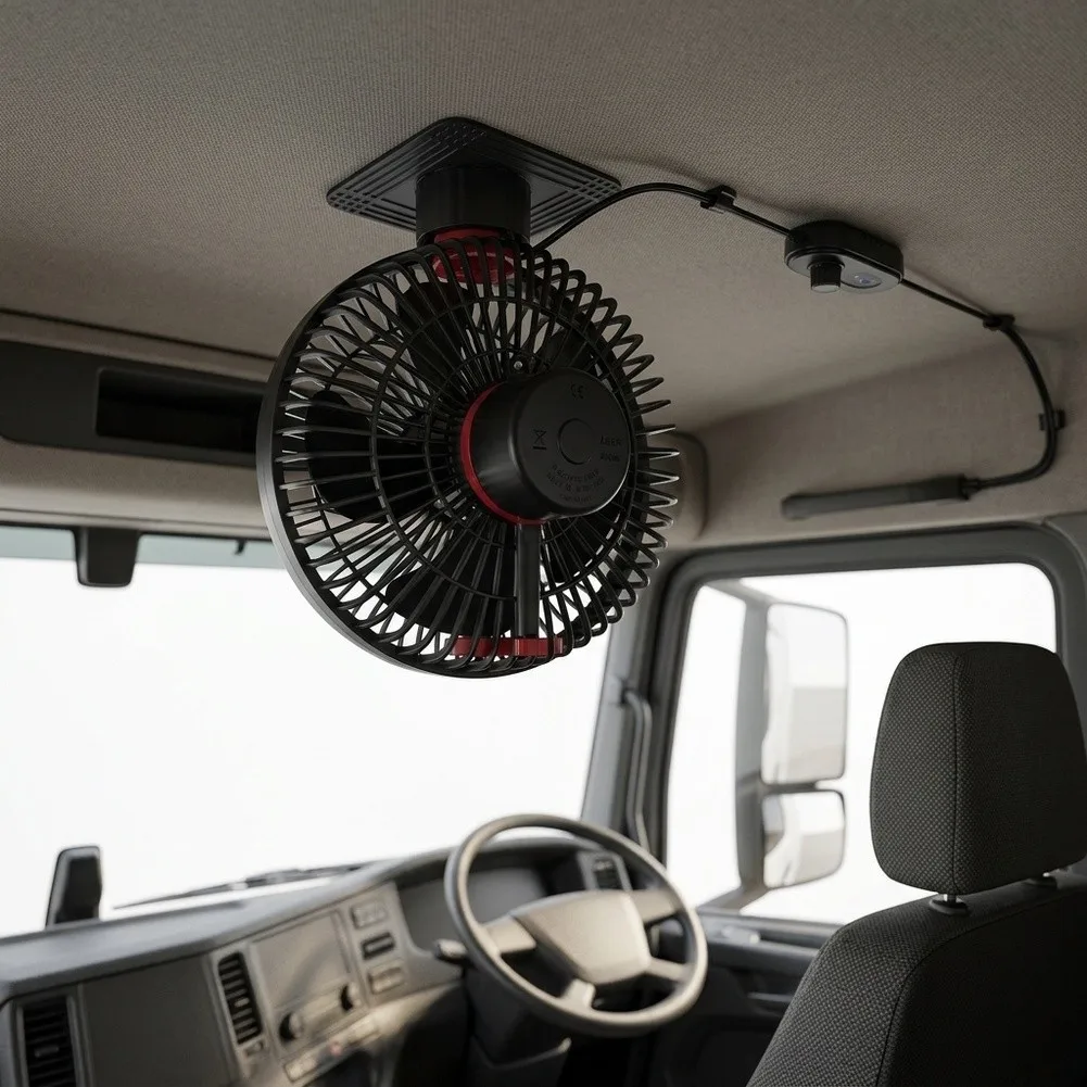 24V 12V Car Electric Rotation for fan for Truck Cab High Performance Cooling Silent ABS Black for fan with Mounting Parts