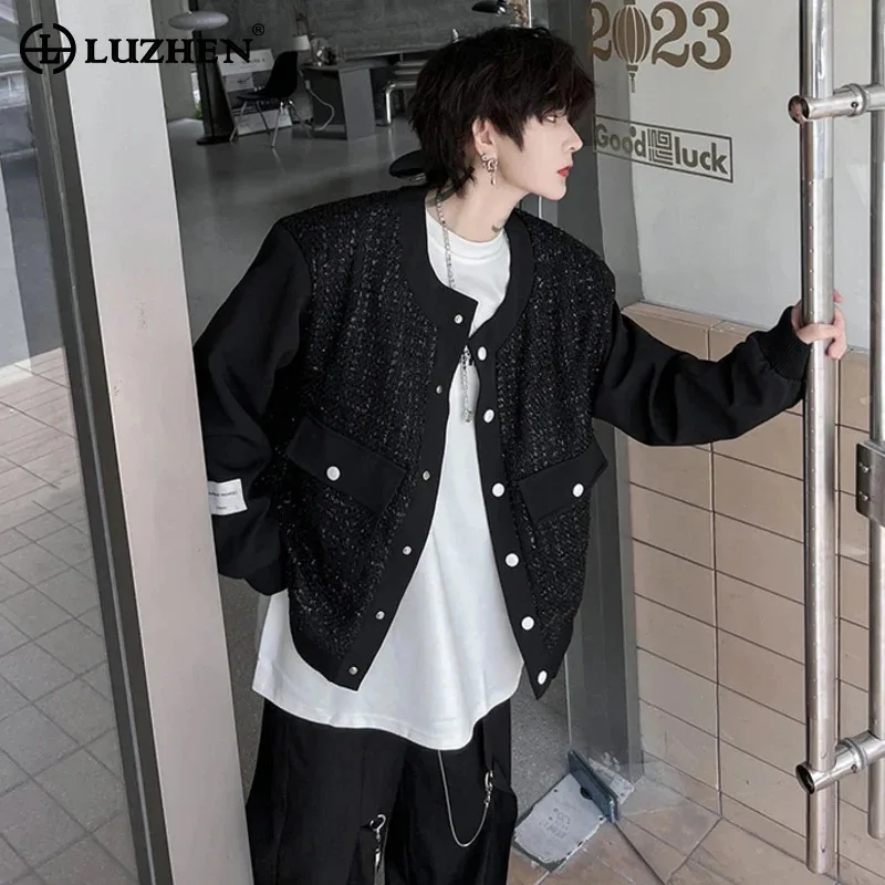 LUZHEN 2024 Stylish Loose Buttoned Decorate Design Loose Casual Jacket Men's Brushed Splicing Original High Street Coat LZ5770