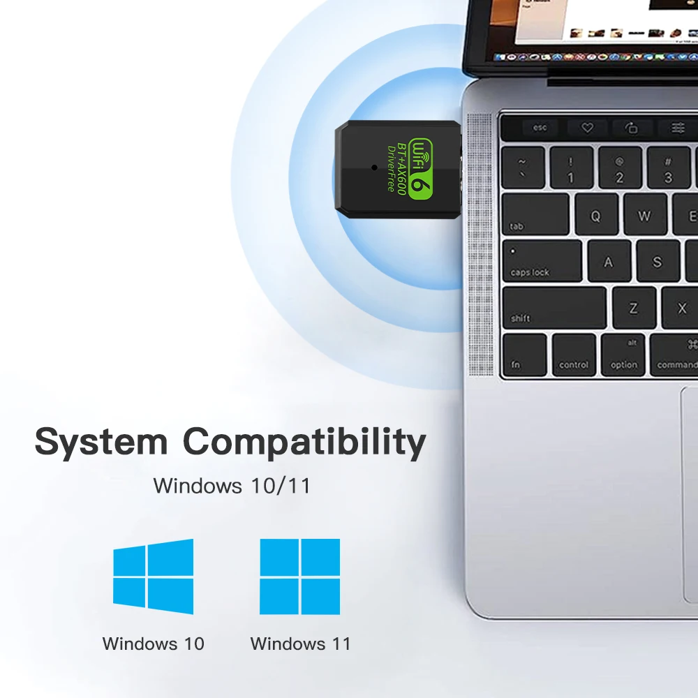 Adaptador wi-fi usb 6 ax600 bt5.4, banda dupla 2.4g/5ghz 802.11ax, antena embutida, placa de rede sem fio, driver grátis para win10/11