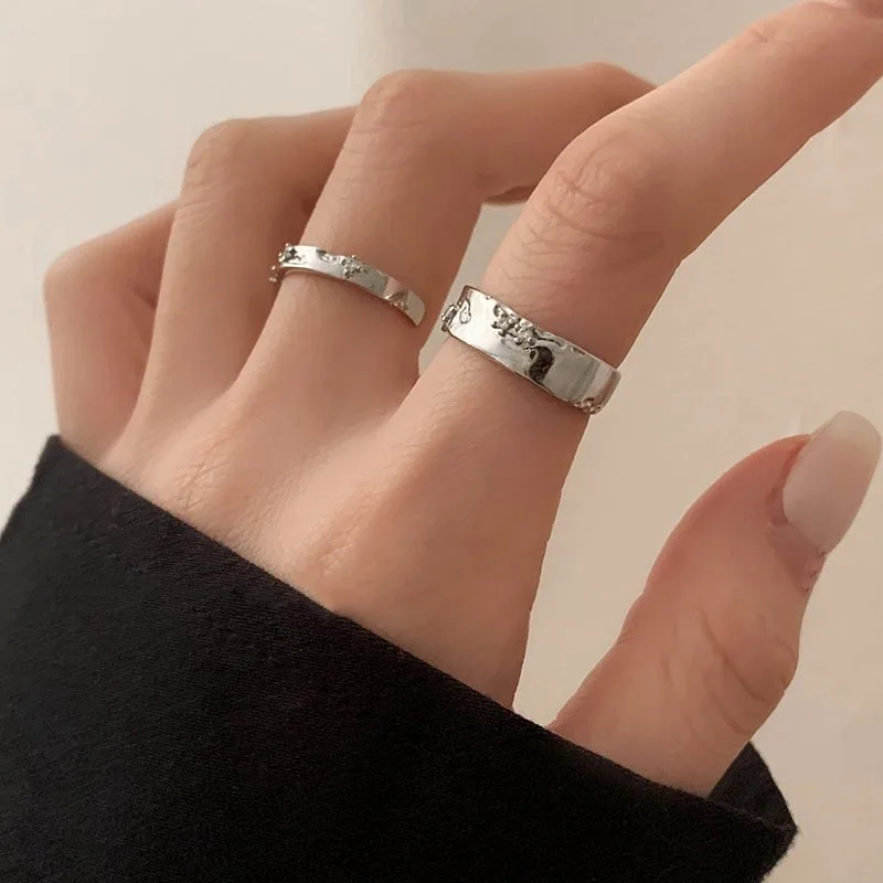 Anillo de apertura de geometría Irregular para mujer y niña, de Plata de Ley 925, ajustable, joyería minimalista con personalidad, regalo de fiesta