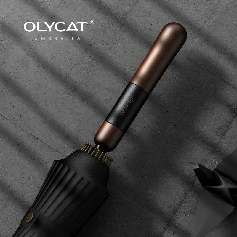 Olycat-男性用防風強力傘、木製ハンドル付きロングレインパラソル、ラージサイズ、ラグジュアリー、ゴルフ、旅行、新品、24k