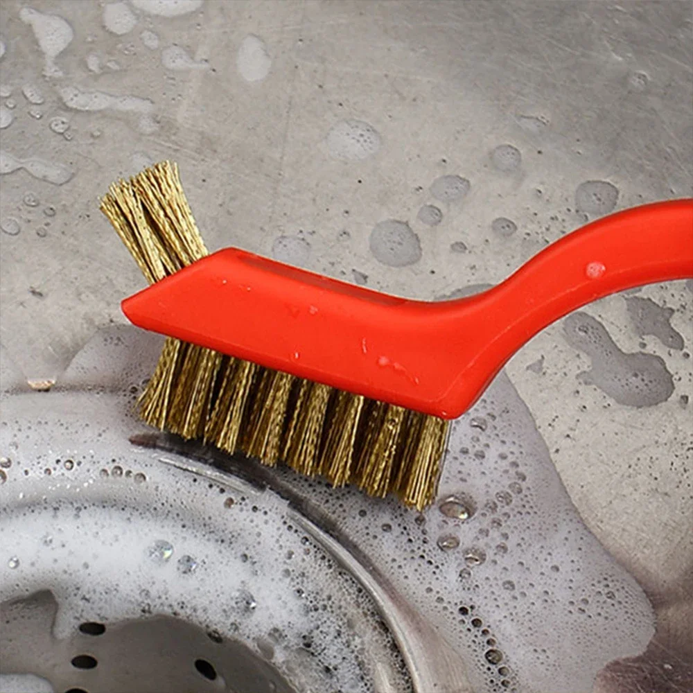 Wire Cleaning Brush Stainless Steel/Brass/Nylon Bristles Brush Polishing Rust Remover Kitchen Stove Sink Scrubbing Cleaning Tool