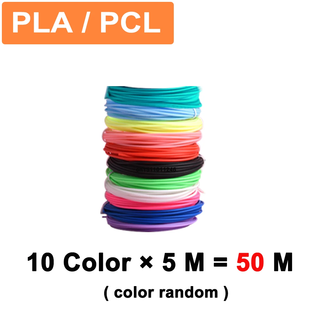 PLA Filament for 3D Pen Filament 10 Rolls 5M Diameter 1.75mm 50M Plastic Filament for 3D Pen 3D Printer Pen Replacement