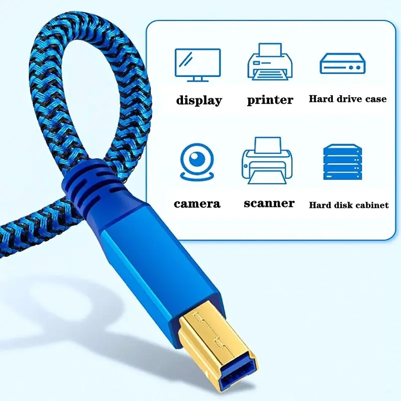 USB 3.0 A Male To B Male Printer Data Cable Pure Copper Computer High-Speed Transmission Computer Connection Square Port 0.3m-3m