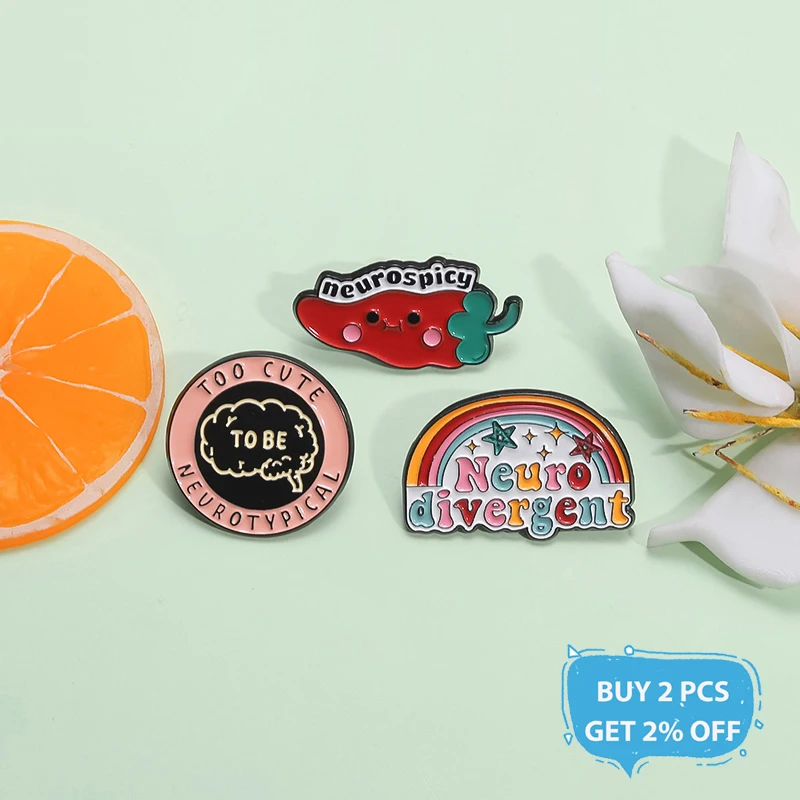 Neurospicy Funny Chili Enamel Pin Neurdivergent Autism ADHD Dyslexia Autistic Mental Health Brooches Badge Jewelry Accessories